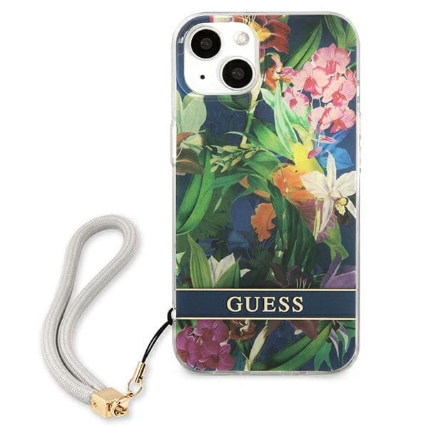 Guess Flower Cord - Cover for iPhone 13 mini (Blue) 3