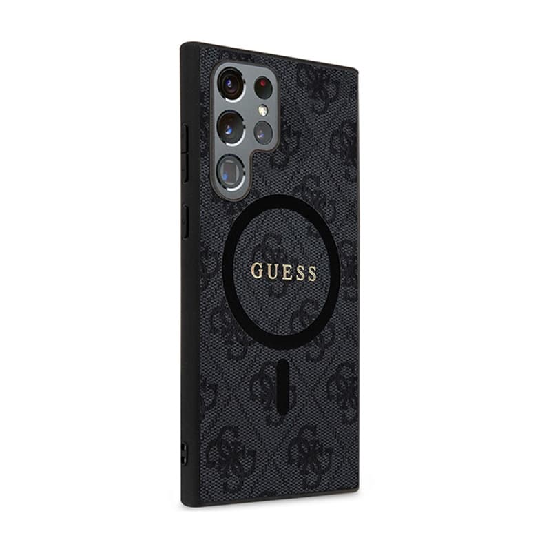 Guess 4G Collection Leather Metal Logo MagSafe - Case for Samsung Galaxy S24 Ultra (black) 4