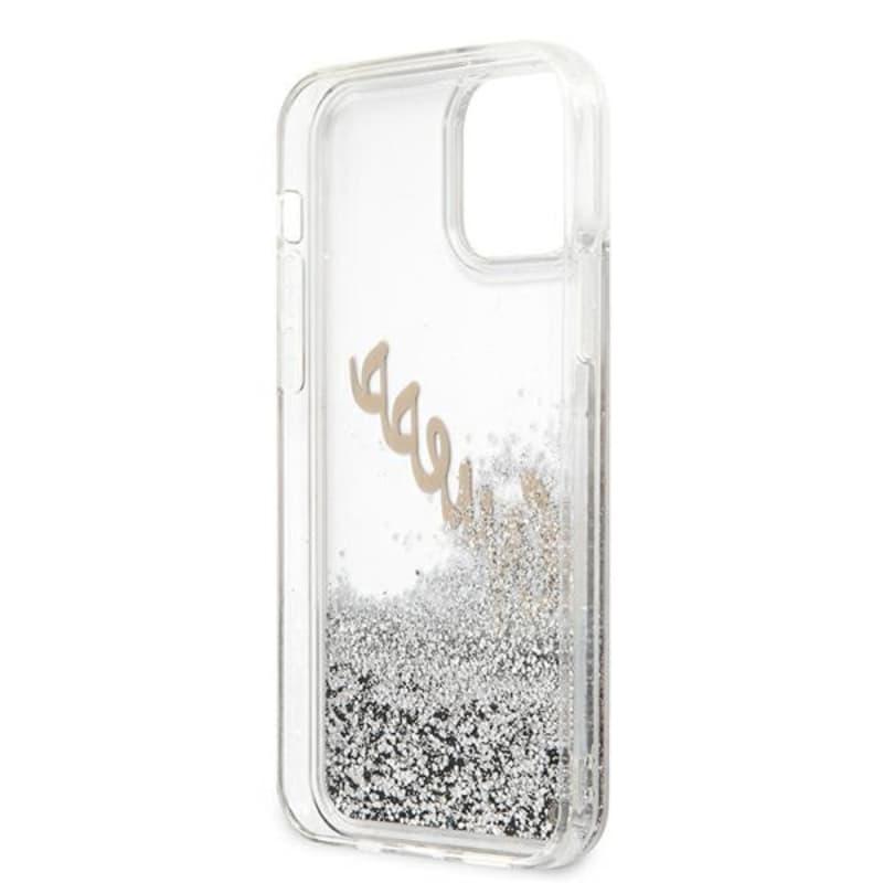 Guess Glitter Vintage Script - Case for iPhone 12 Pro Max (Silver) 8