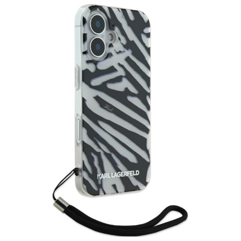 Karl Lagerfeld IML Zebra Pattern & Cord - Case for iPhone 16 (black) 3