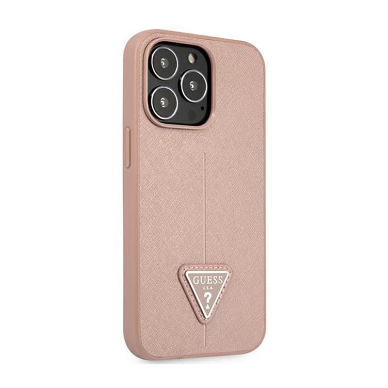 Guess Saffiano Triangle Logo Case - Case for iPhone 14 Pro (Pink) 4