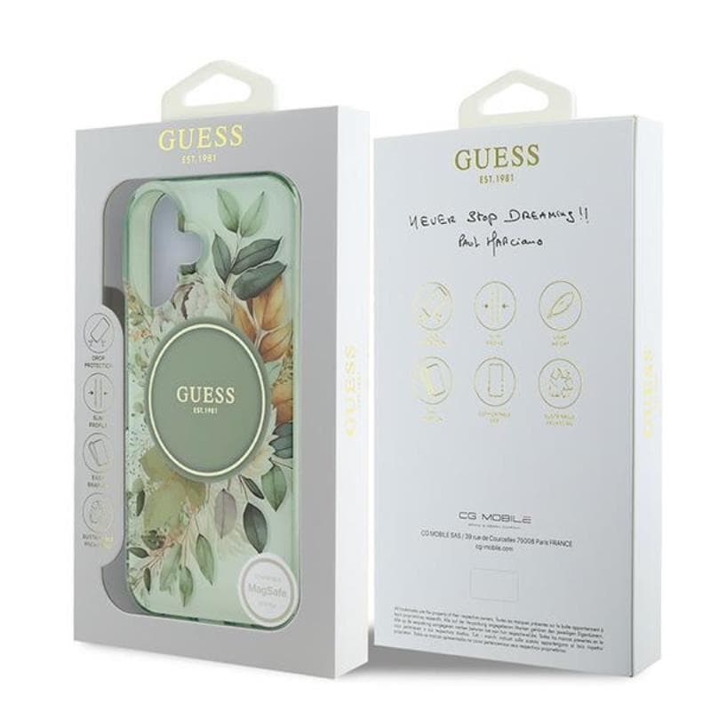 Guess IML Flower & Tonal Circle MagSafe - Case for iPhone 16 Plus (Green) 8