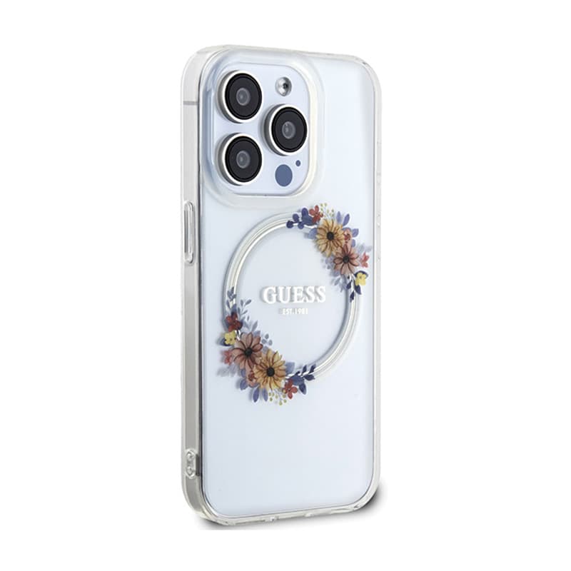 Guess IML Flowers Wreath MagSafe - Case iPhone 15 Pro Max (Clear) 4