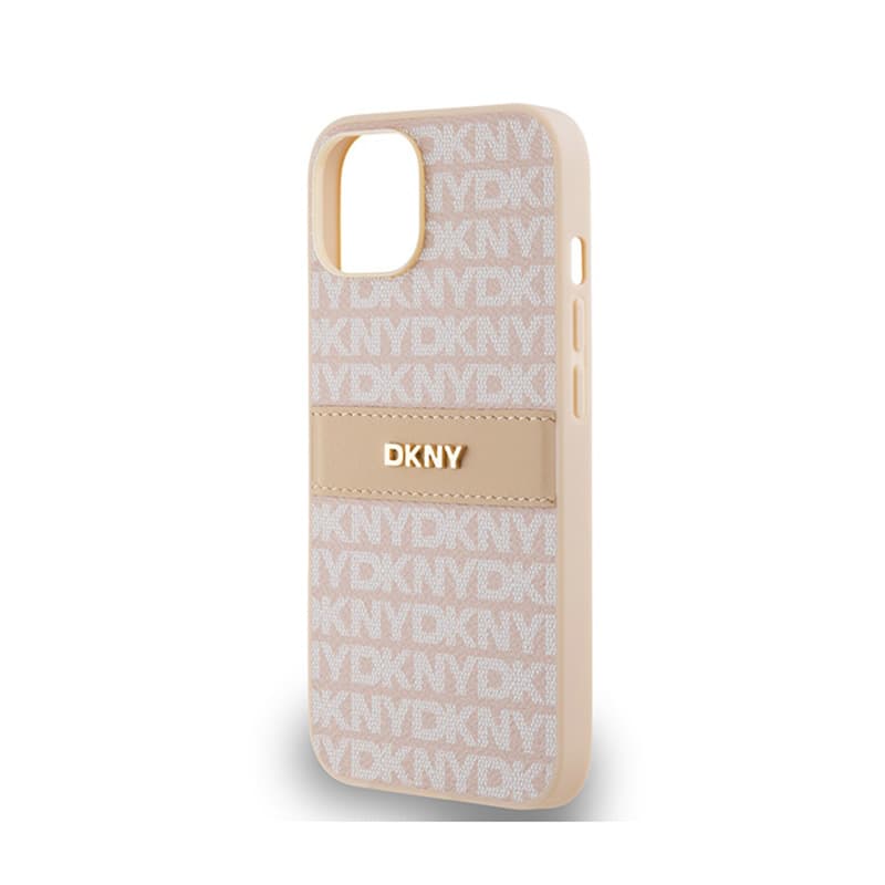 DKNY Leather Mono Stripe & Metal Logo - Case for iPhone 14 / 15 / 13 (pink) 6