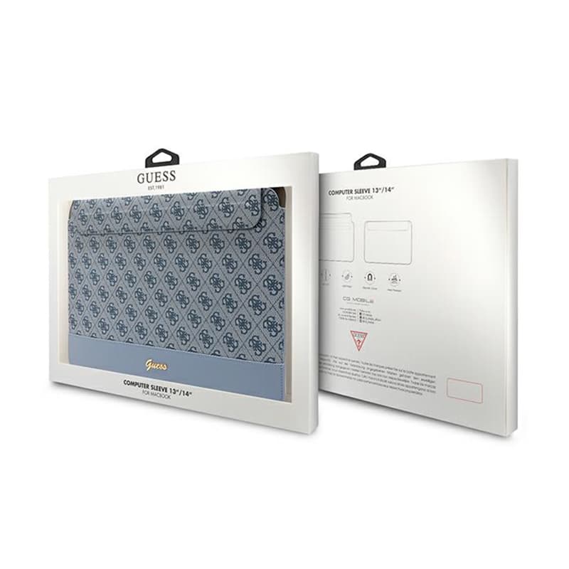 Guess 4G Stripe Metal Logo Computer Sleeve - 14" Notebook Case (Blue) 4
