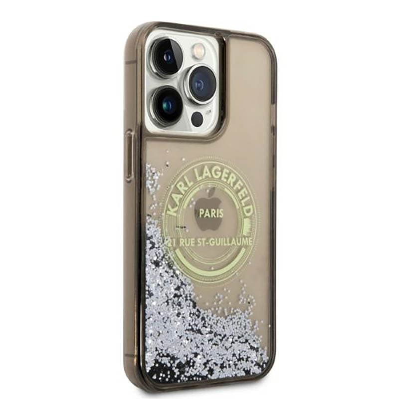 Karl Lagerfeld Liquid Glitter Round RSG Logo Case - Case for iPhone 14 Pro Max (Black) 4