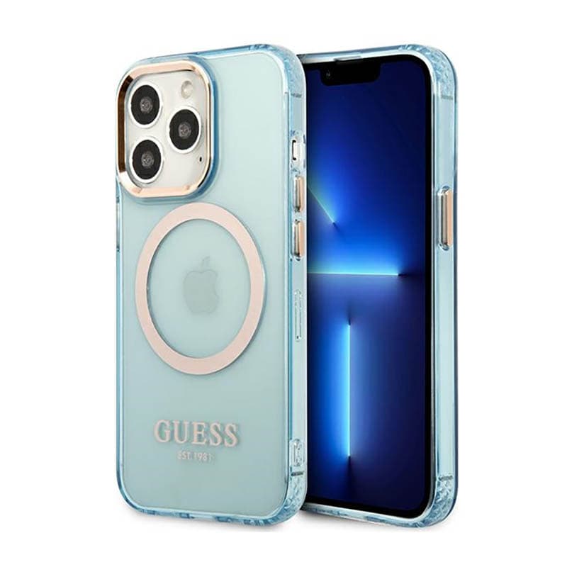 Guess Gold Outline Translucent MagSafe - Case for iPhone 13 Pro (Blue) 1