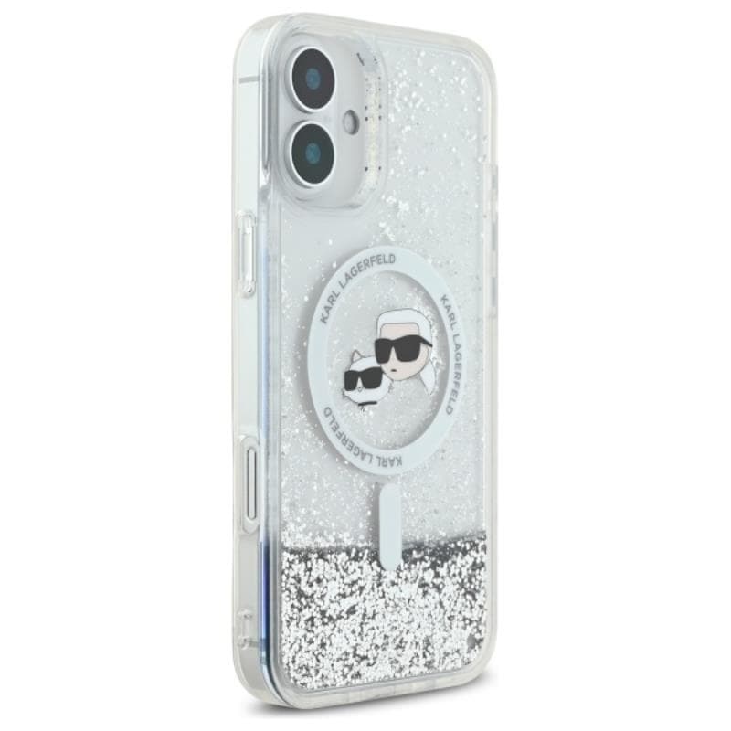Karl Lagerfeld Liquid Glitter Karl & Choupette Head MagSafe - Case for iPhone 16 Plus (transparent) 4