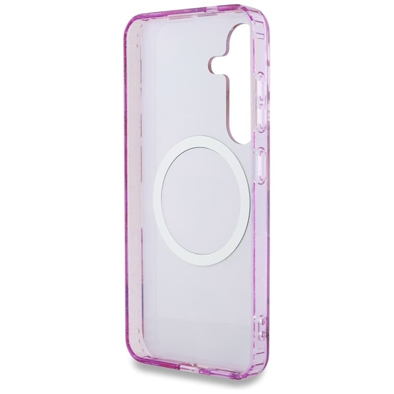 Guess Glitter Flowers Triangle Buttons MagSafe - Case for Samsung Galaxy S25 (purple) 7