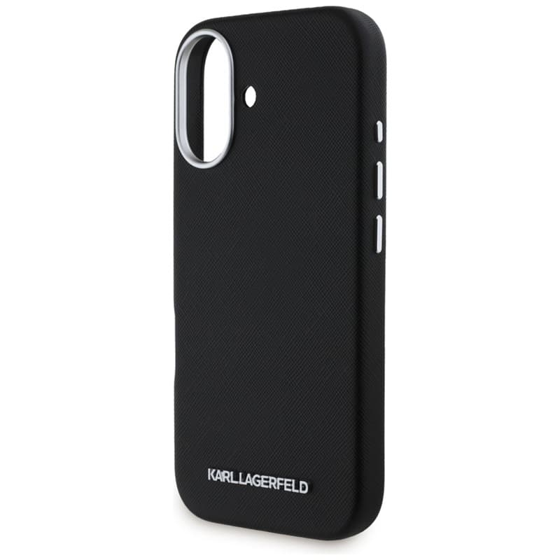 Karl Lagerfeld Saffiano Full Wrapped Elongated Metal Logo MagSafe - Case for iPhone 16 (black) 6