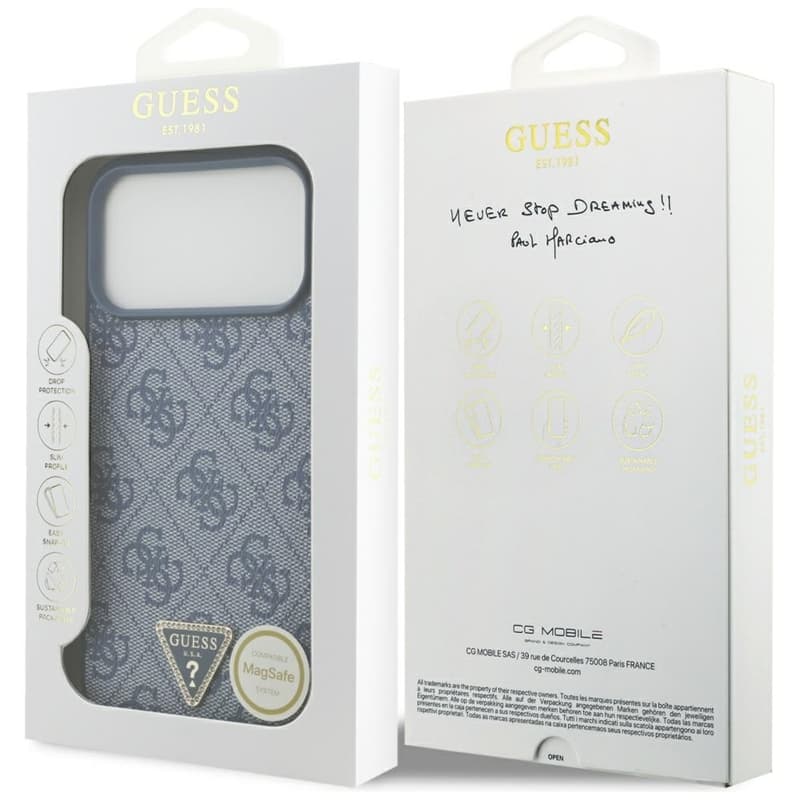Guess Leather 4G Triangle Strass MagSafe - Case iPhone 17 Pro Max (Blue) 8