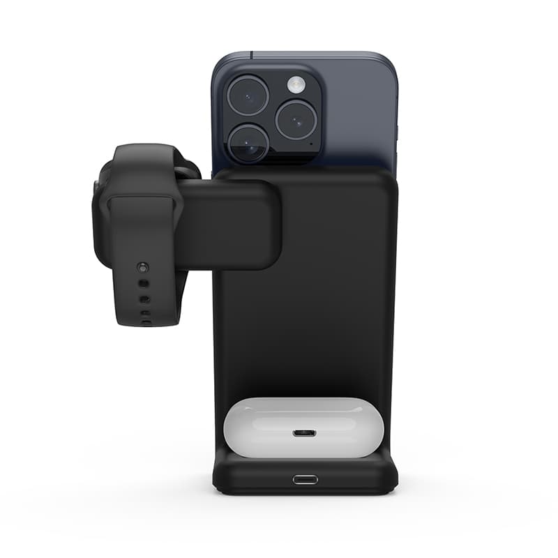 Crong MagSpot Pivot Stand - 3-in-1 Wireless Charger with MagSafe for iPhone, Apple Watch, and AirPods (Black) 5
