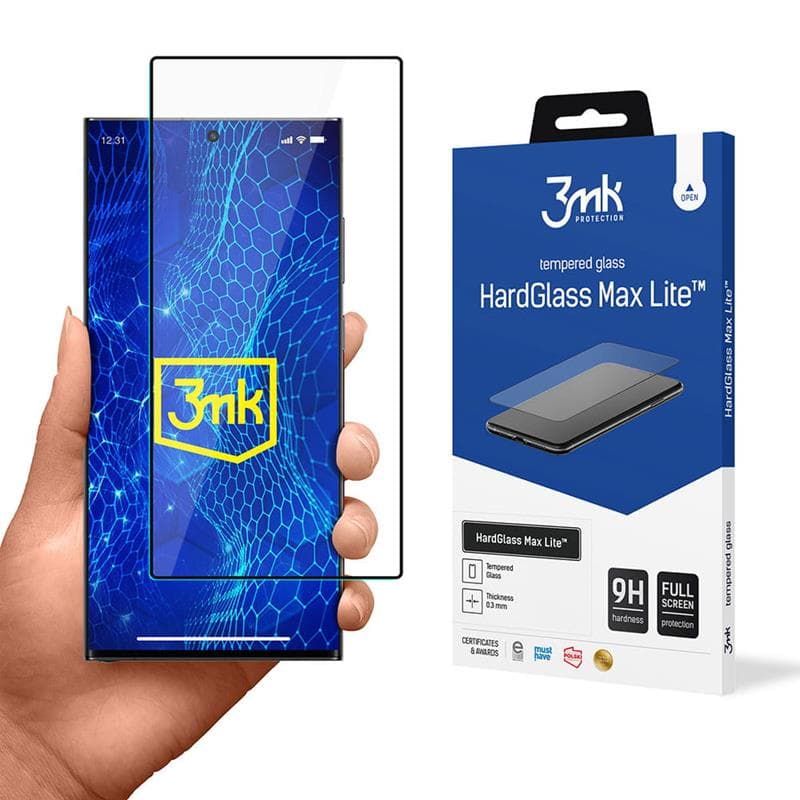 3mk HardGlass Max Lite - Tempered Glass for Samsung Galaxy S24 Ultra (Black) 1