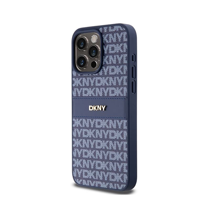 DKNY Leather Mono Stripe & Metal Logo - Case for iPhone 15 Pro Max (blue) 2