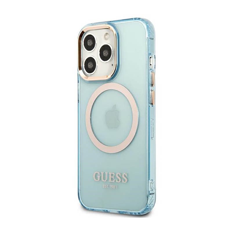 Guess Gold Outline Translucent MagSafe - Case for iPhone 13 Pro (Blue) 2