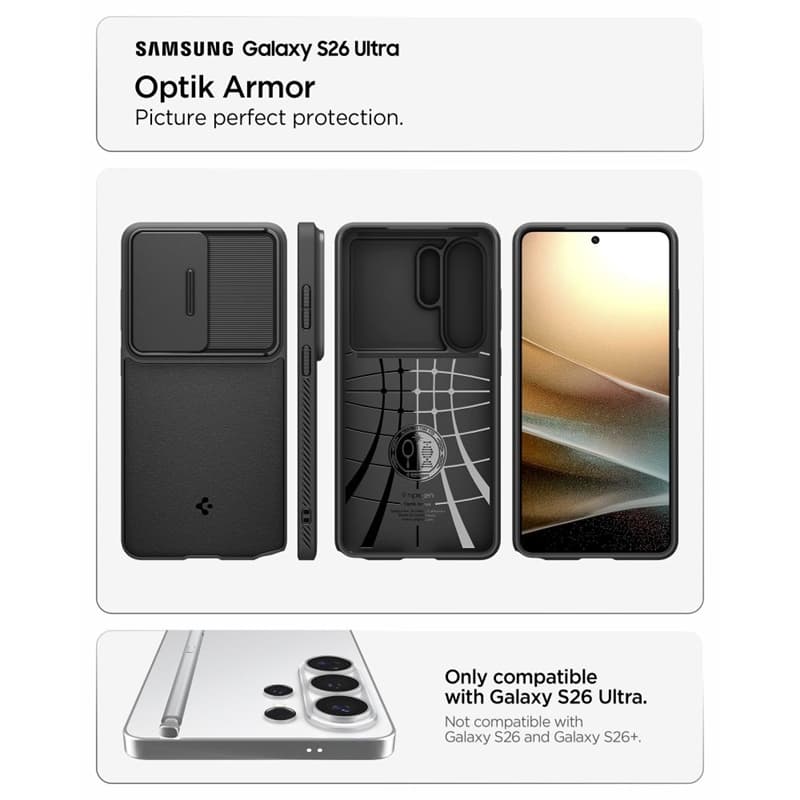 Spigen Optik Armor - Case for Samsung Galaxy S26 Ultra (Black) 5