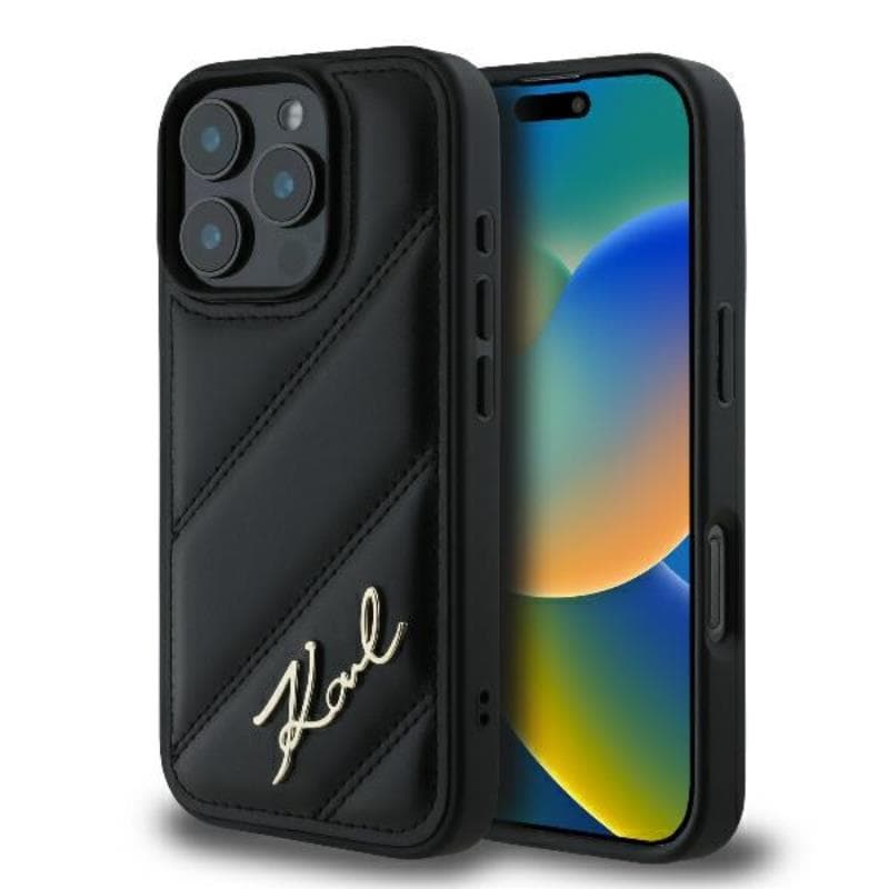 Karl Lagerfeld Quilted Signature - Case for iPhone 16 Pro Max (black)