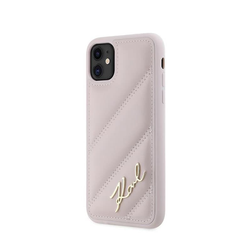 Karl Lagerfeld Diagonal Quilted Script - Case for iPhone 11 (Pink) 2