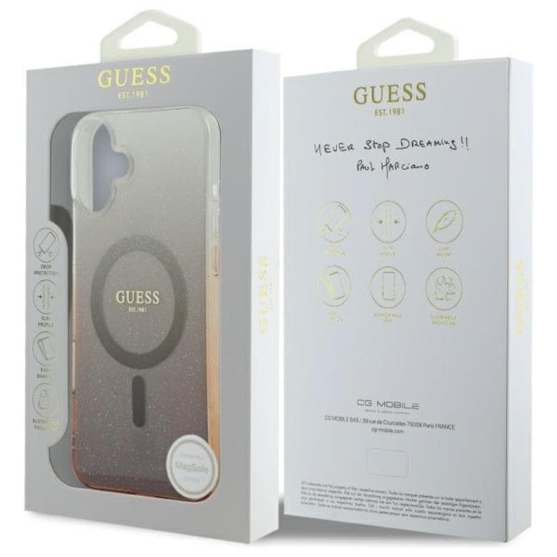 Guess IML Glitter Gradient MagSafe - Case for iPhone 16 (Brown) 7