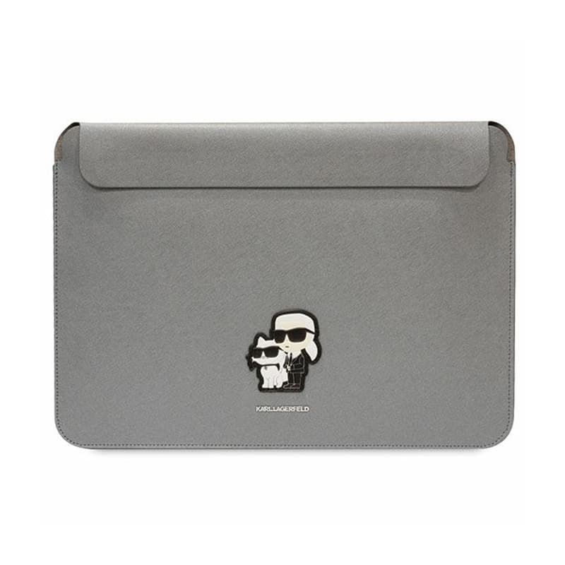 Karl Lagerfeld NFT Saffiano Karl & Choupette Sleeve - 16" Notebook Case (Silver) 1