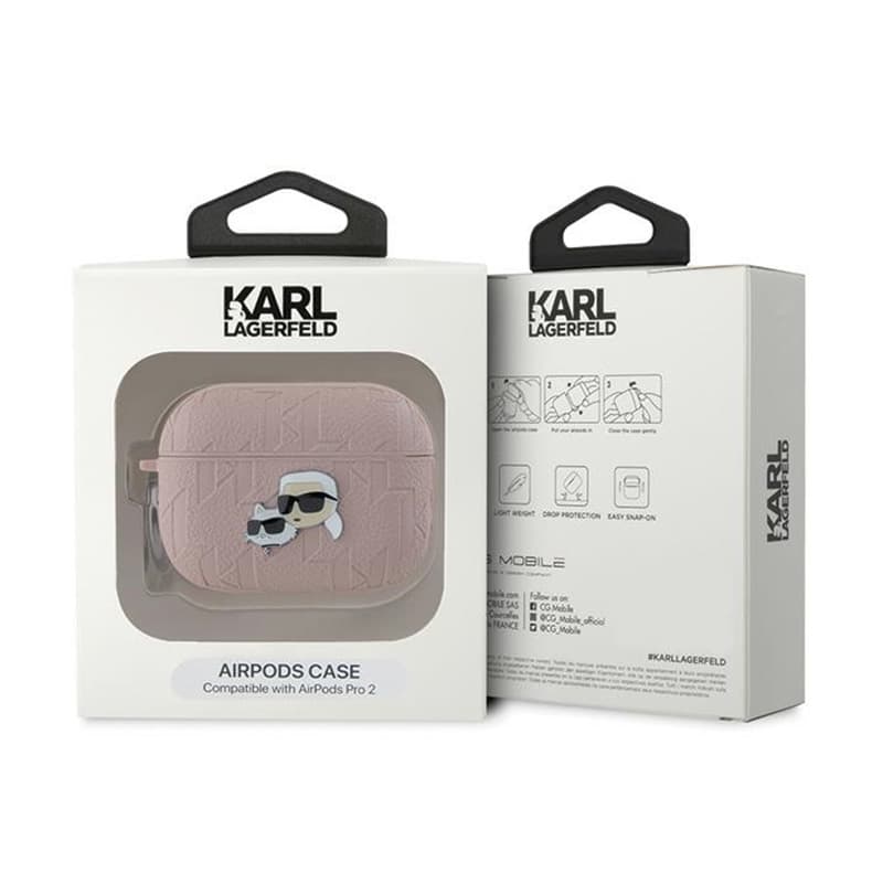 Karl Lagerfeld Monogram Karl & Choupette Head - AirPods Pro 2 Case (pink) 4