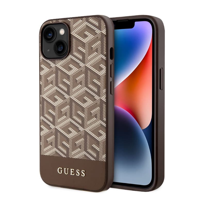 Guess GCube Stripes MagSafe - Case for iPhone 14 Plus (Brown) 1