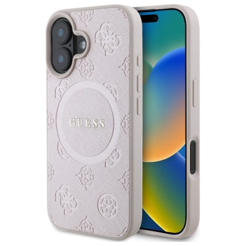 Guess Saffiano Peony Classic Logo MagSafe - Case for iPhone 16 (pink) 1