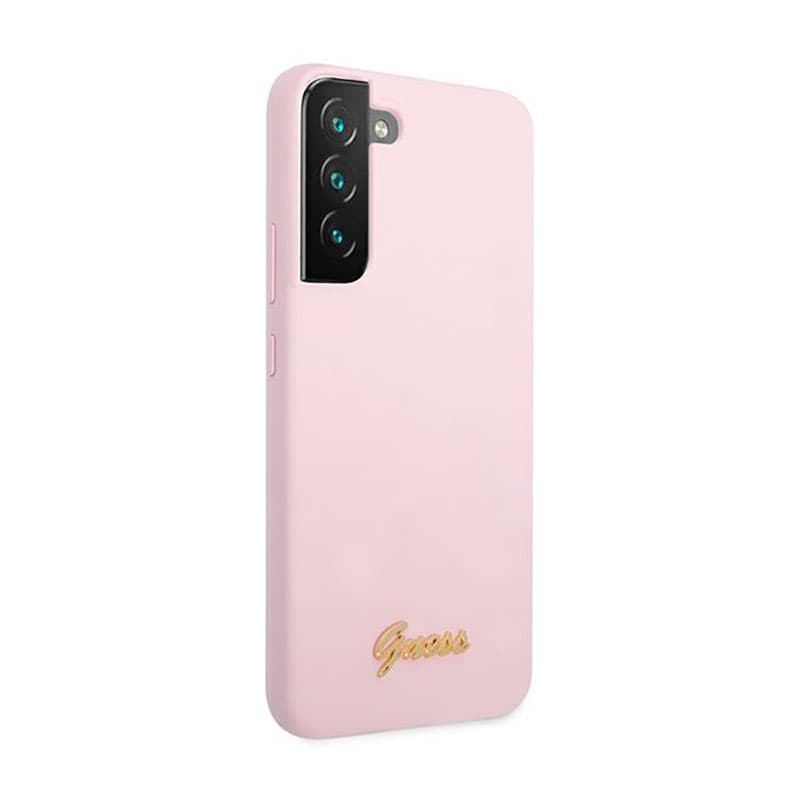 Guess Silicone Script Metal Logo - Cover for Samsung Galaxy S22+ (Pink) 4