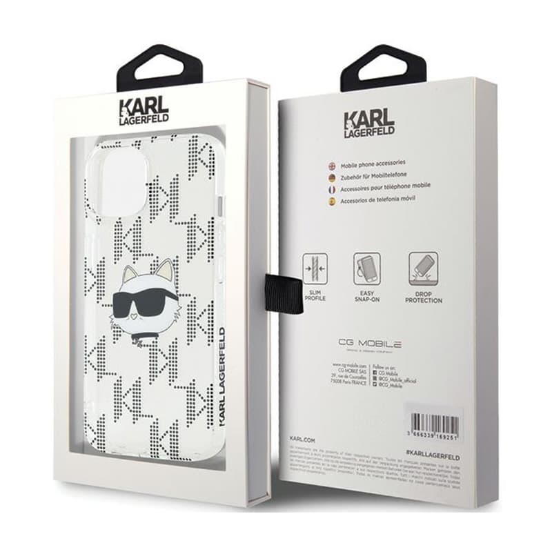 Karl Lagerfeld IML Choupette Head & Monogram - iPhone 15 / 14 / 13 Case (Transparent) 8