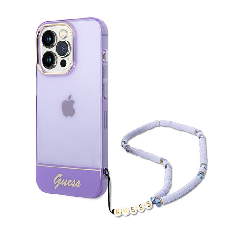Guess Translucent Pearl Strap - Case for iPhone 14 Pro (Purple) 1