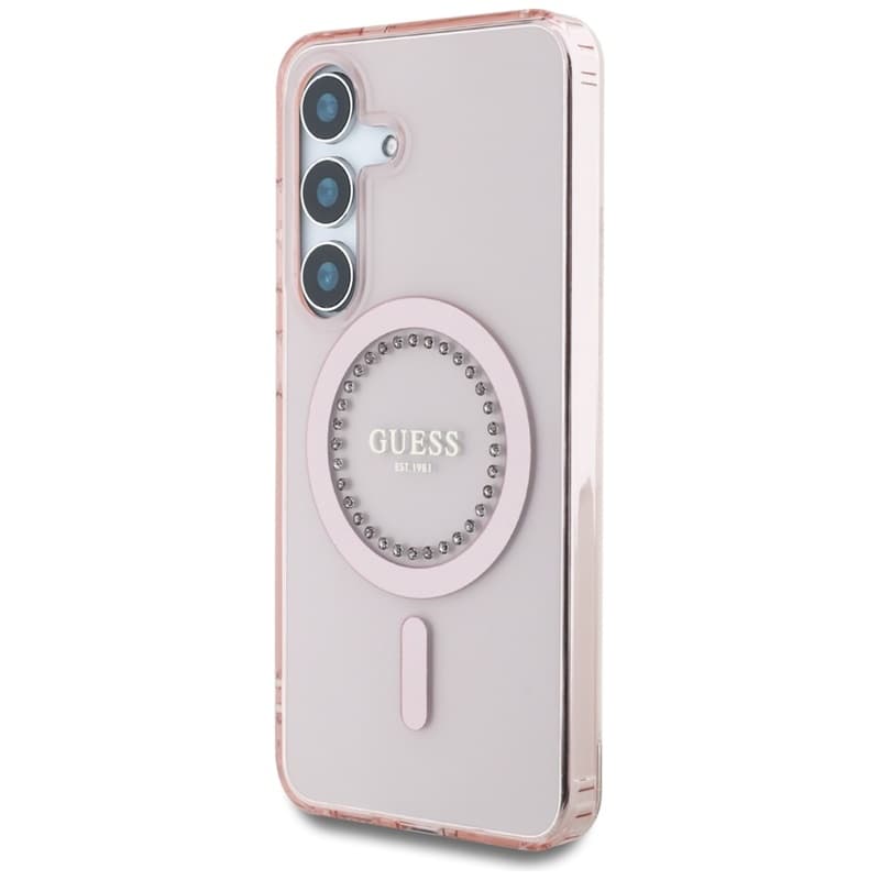 Guess Rhinestones Printed Classic Logo MagSafe - Case for Samsung Galaxy S25 (pink) 2