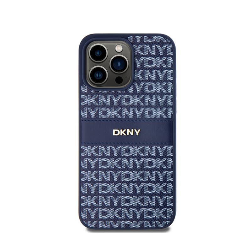 DKNY Leather Mono Stripe & Metal Logo - Case for iPhone 15 Pro Max (blue) 3