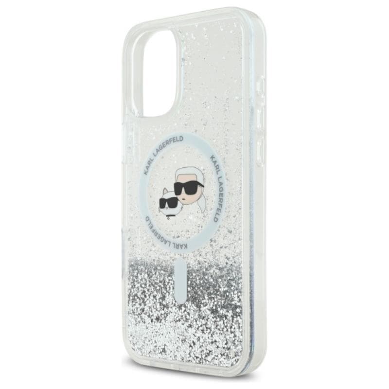 Karl Lagerfeld Liquid Glitter Karl & Choupette Head MagSafe - Case for iPhone 16 Plus (transparent) 6