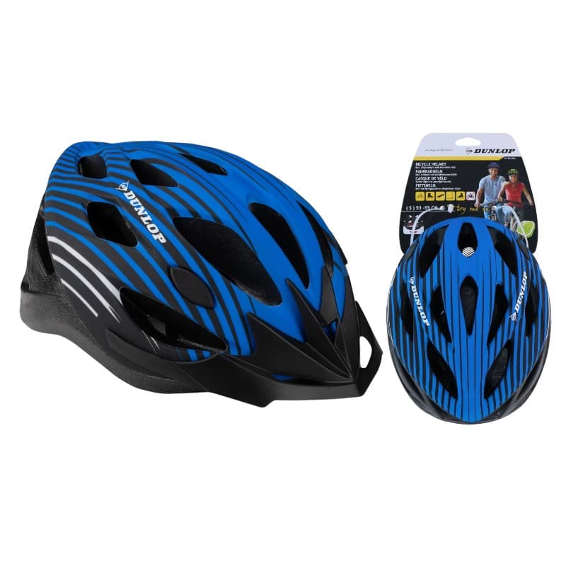 Dunlop - Adjustable MTB Bike Helmet Size M 55-58 cm (Blue-Black)