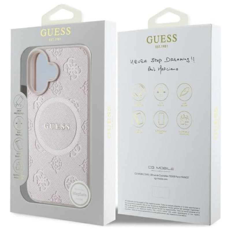 Guess Saffiano Peony Classic Logo MagSafe - Case for iPhone 16 (pink) 8