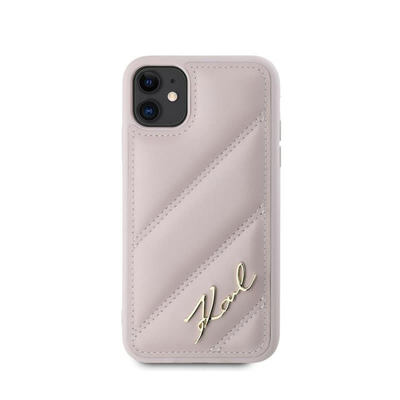 Karl Lagerfeld Diagonal Quilted Script - Case for iPhone 11 (Pink) 3