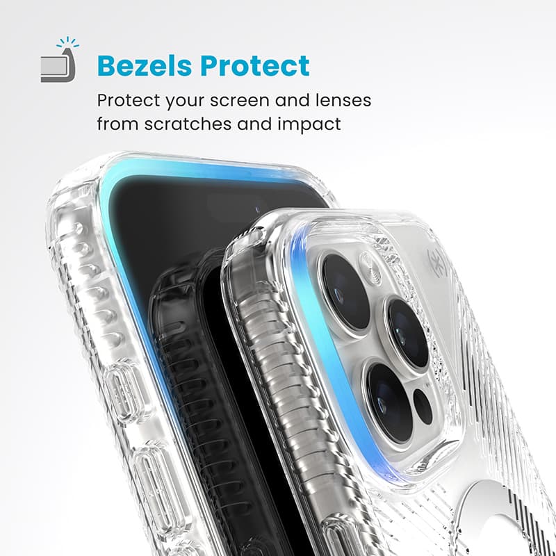 Speck Presidio Perfect-Clear Grip ClickLock & MagSafe - iPhone 16 Pro Max Case (Clear / Chrome Finish / Serene Silver) 6
