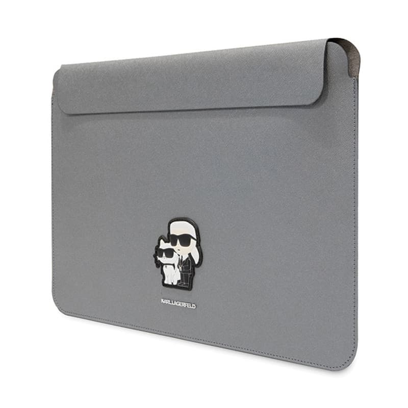Karl Lagerfeld NFT Saffiano Karl & Choupette Sleeve - 16" Notebook Case (Silver) 2
