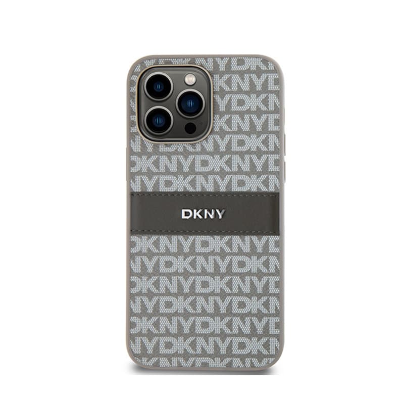 DKNY Leather Mono Stripe & Metal Logo - Case for iPhone 14 Pro Max (beige) 3