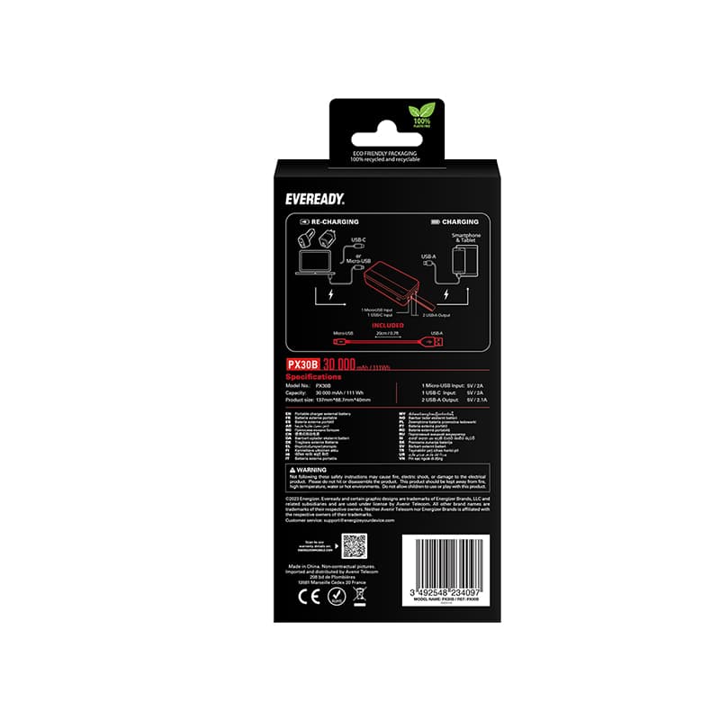 Eveready PX30B - Powerbank 30000 mAh 2x USB-A (Black) 4
