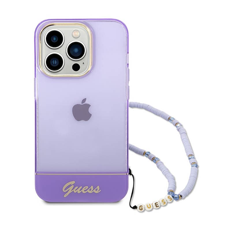 Guess Translucent Pearl Strap - Case for iPhone 14 Pro (Purple) 2