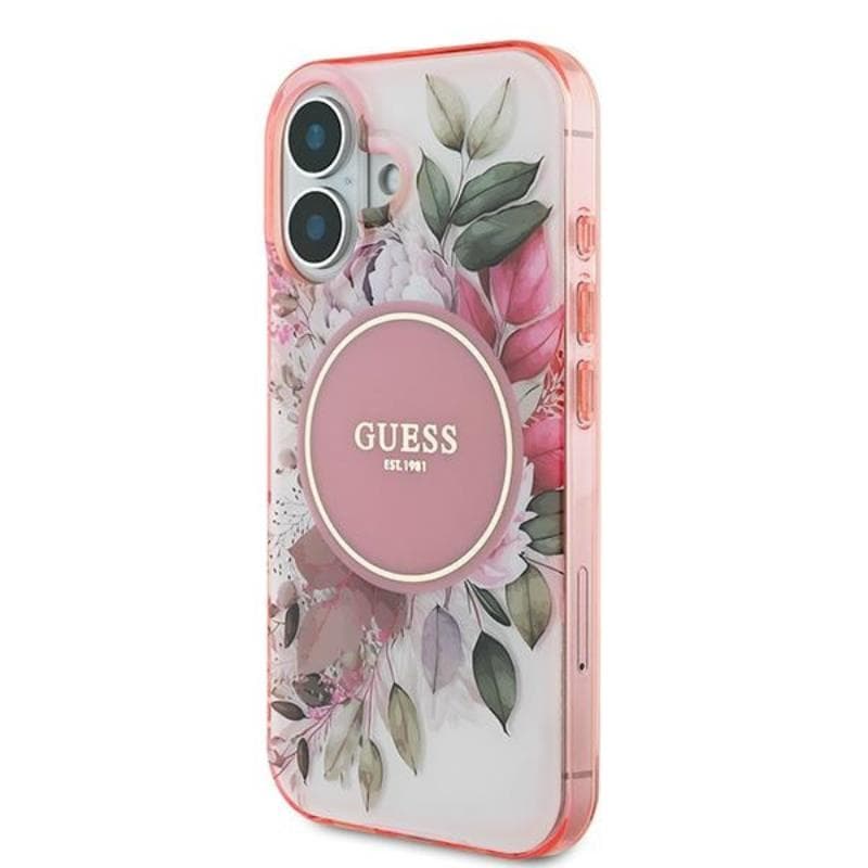 Guess IML Flower & Tonal Circle MagSafe - Case for iPhone 16 Plus (Pink) 2