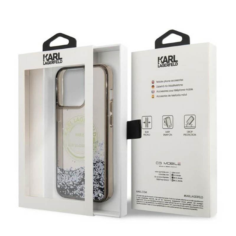 Karl Lagerfeld Liquid Glitter Round RSG Logo Case - Case for iPhone 14 Pro Max (Black) 7