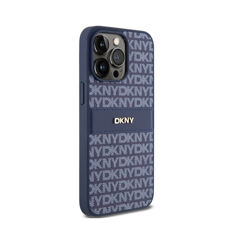 DKNY Leather Mono Stripe & Metal Logo - Case for iPhone 15 Pro Max (blue) 4