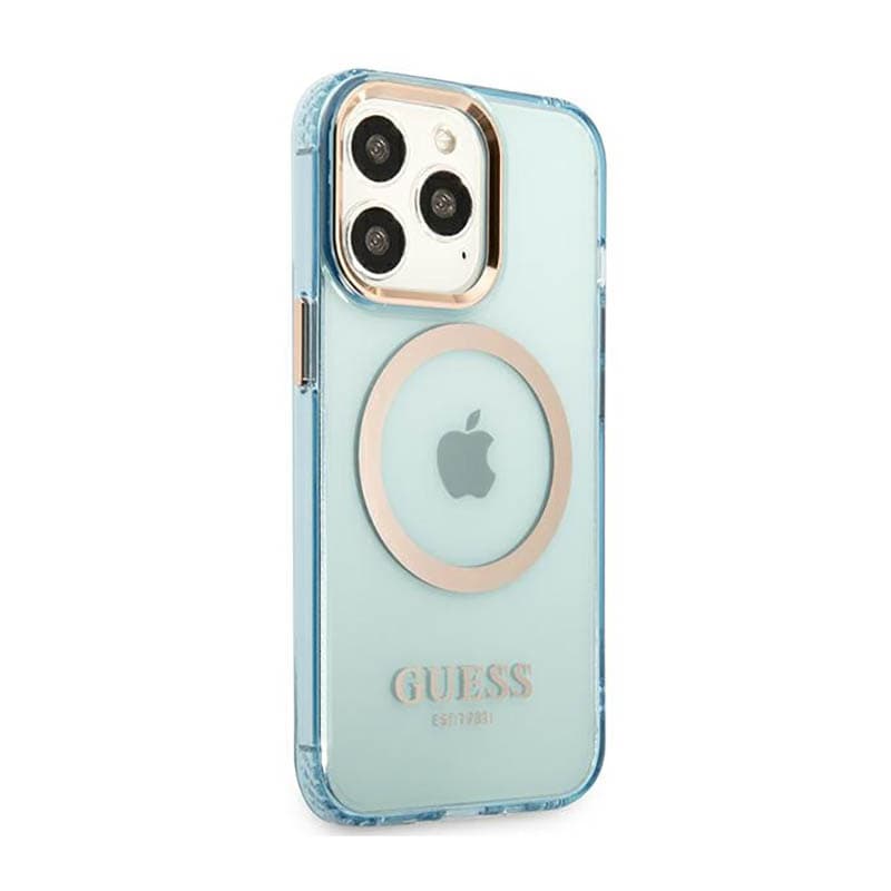 Guess Gold Outline Translucent MagSafe - Case for iPhone 13 Pro (Blue) 4