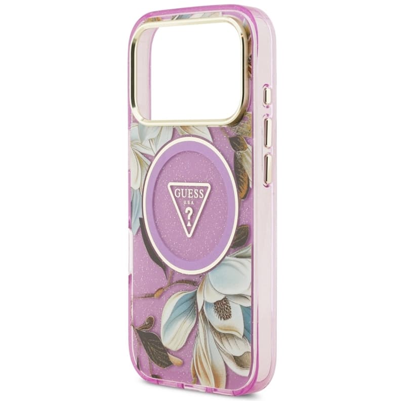 Guess IML Glitter Flowers Triangle MagSafe - Case iPhone 17 Pro (purple) 6