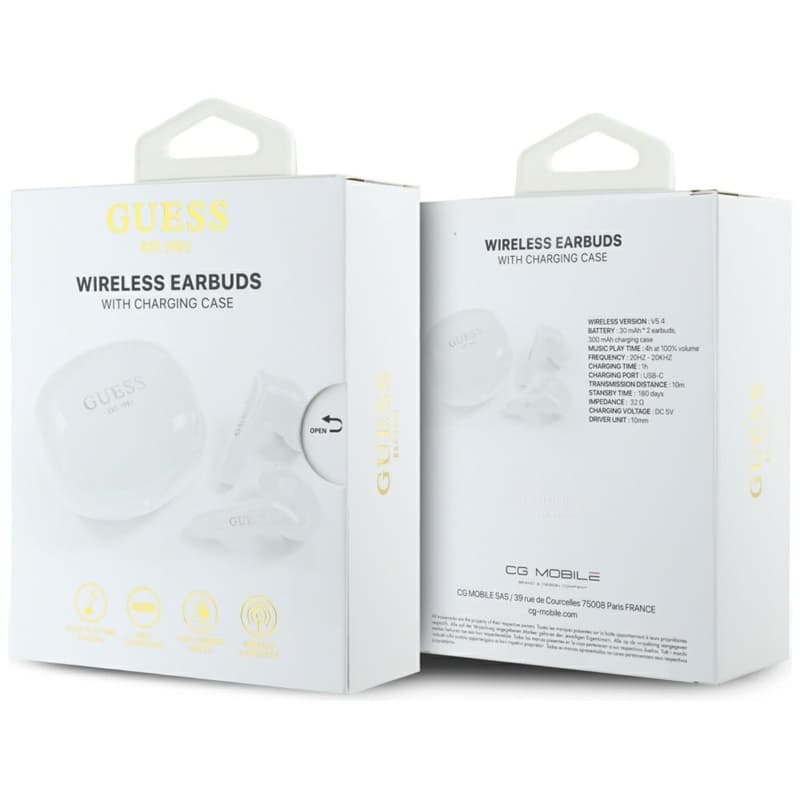 Guess Flat Classic Logo Electroplated - TWS Earbuds + Charging Case (white) 6