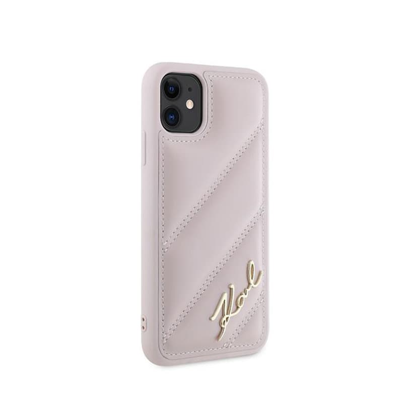 Karl Lagerfeld Diagonal Quilted Script - Case for iPhone 11 (Pink) 4