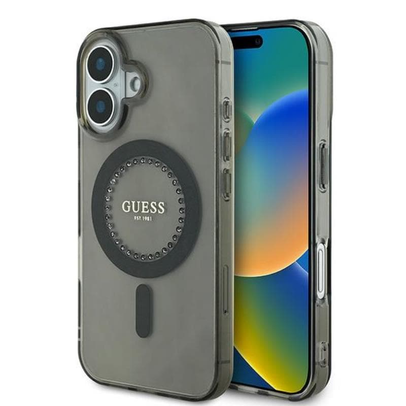 Guess IML Rhinestones MagSafe - Case for iPhone 16 (Black) 1