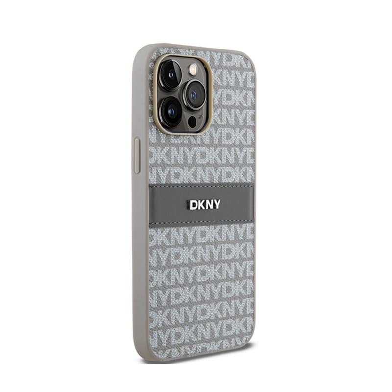 DKNY Leather Mono Stripe & Metal Logo - Case for iPhone 14 Pro Max (beige) 4